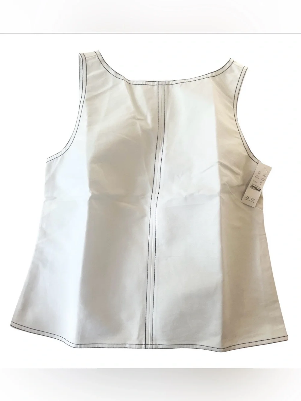 NWT J Crew Contrast-Stitch Shell Top in Double Cotton Poplin – White – Size 4